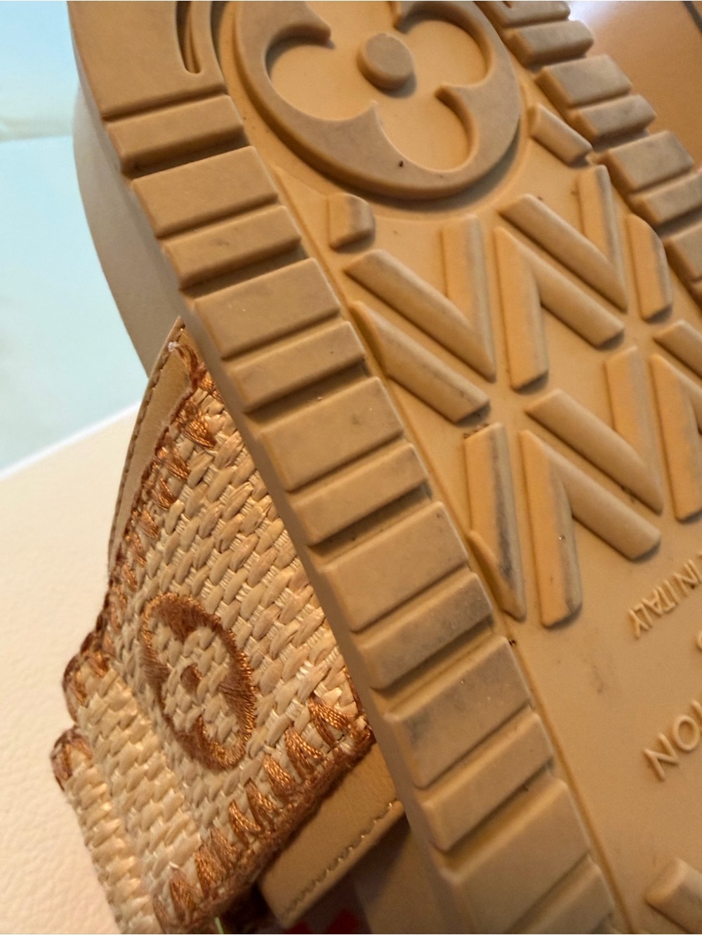 Louis Vuitton Beige & Tan Monogram Canvas Double-Strap Slides - Picture 6 of 8